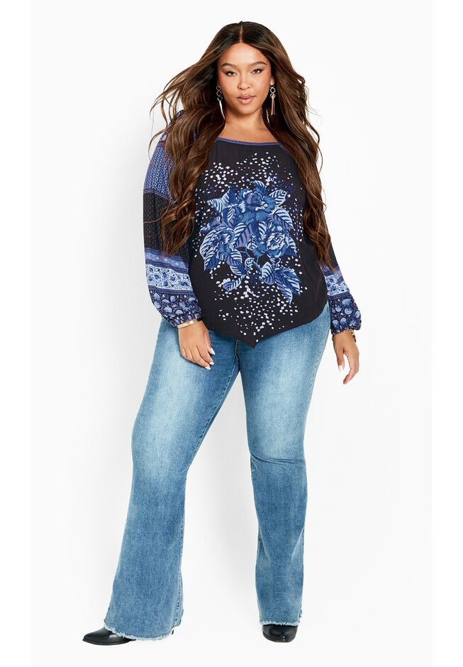 Nichola Scarf Print Top, BLUE, alternate image number 1