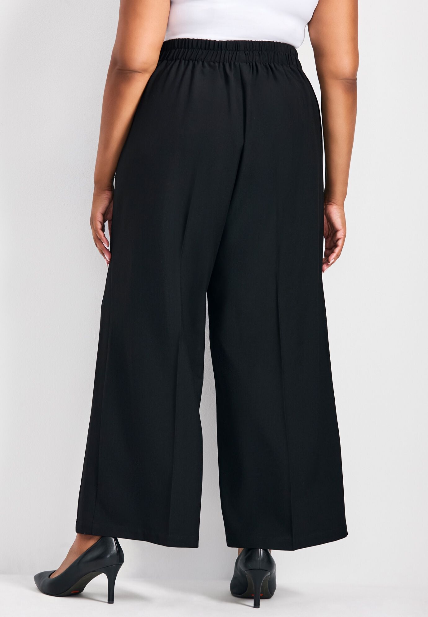 Anna Wide Leg Pleat Front Pant, BLACK, on-hover image number 1