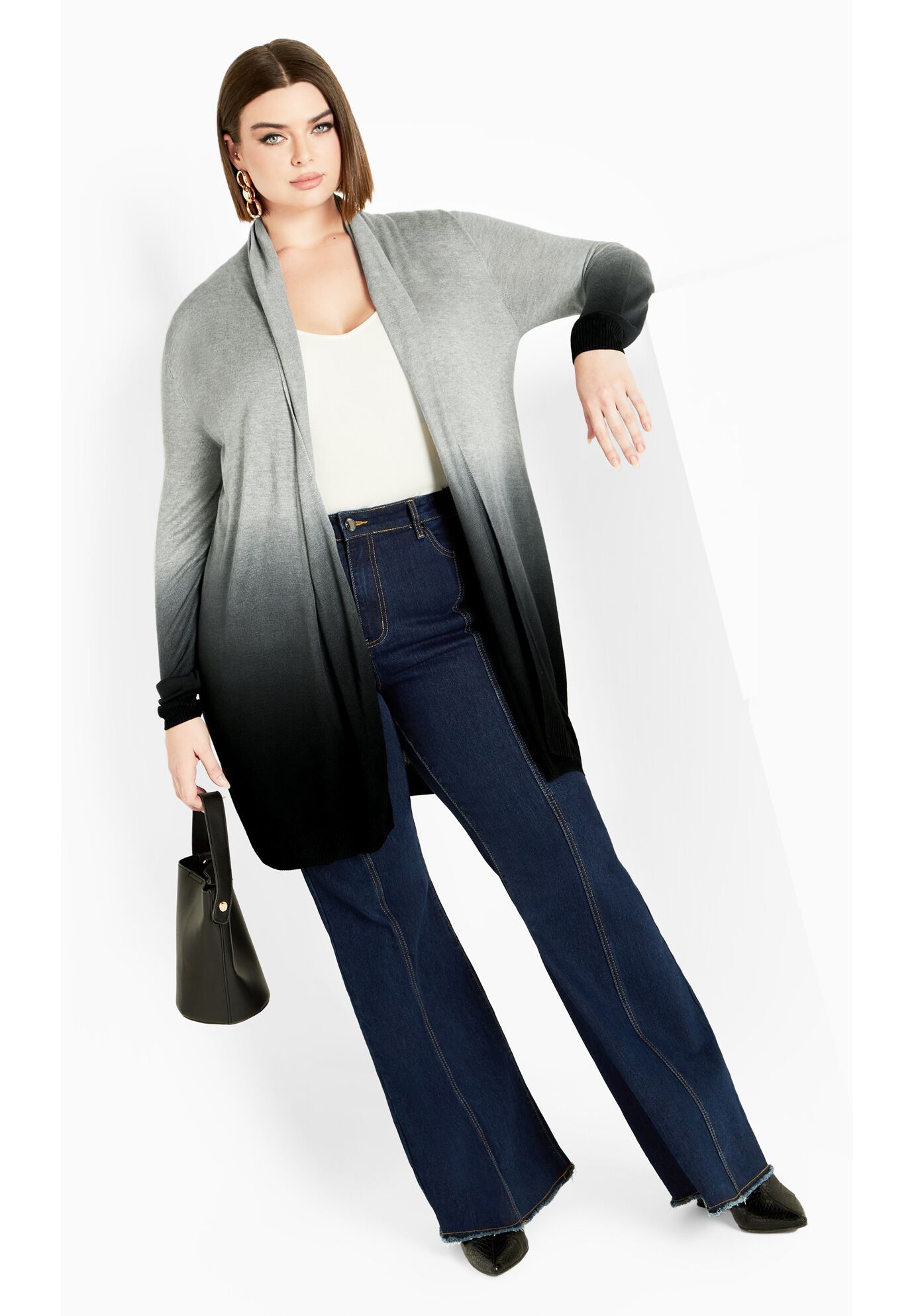 Mina Dip Dye Cardigan, GREY, alternate image number 5