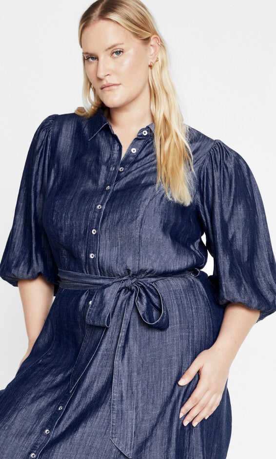 Matilda Dress - dark wash, BLUE, alternate image number 4