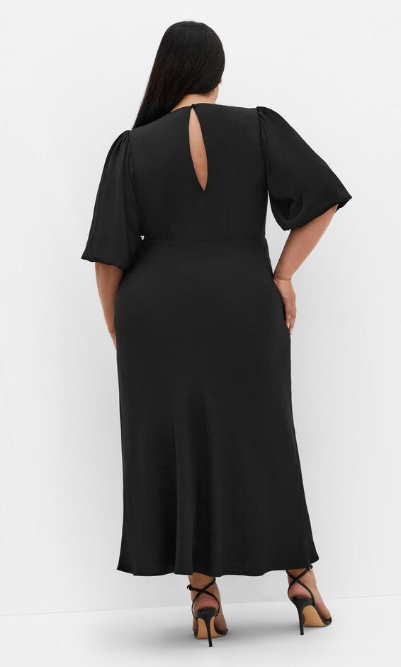 Ines Puff Dress - black, BLACK, alternate image number null