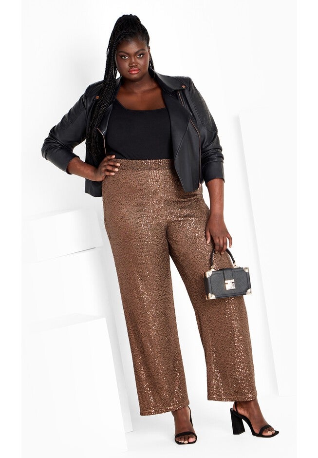 Avery Sequin Pant - bronze, BROWN, on-hover image number 1