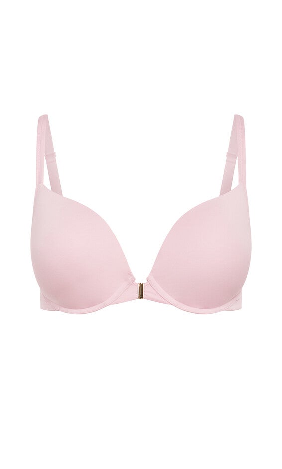 Smooth & Chic Front Close Cotton Push Up Bra - pink icing, PINK, alternate image number null
