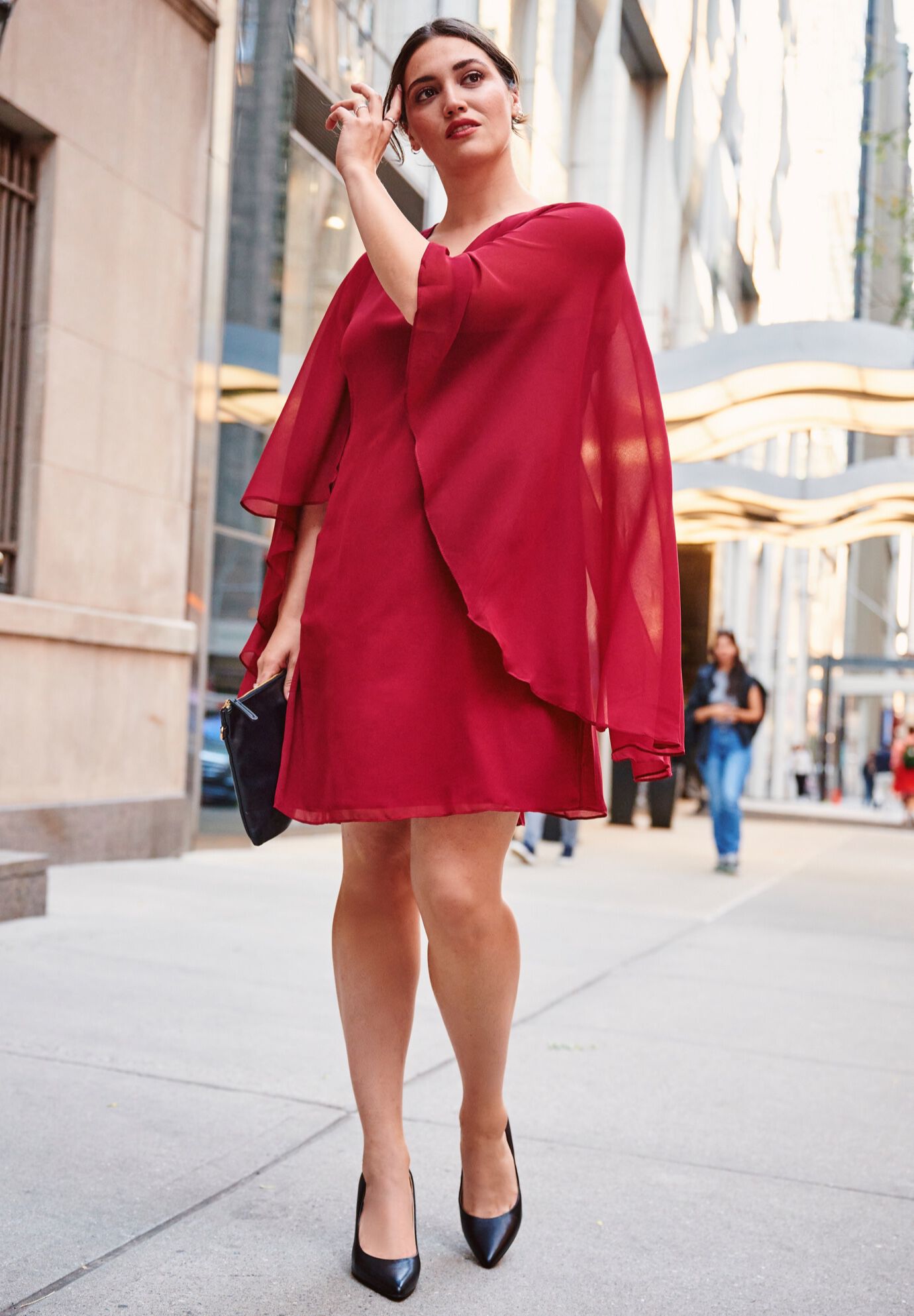 Nina Cape Dress, RUBY, alternate image number 2