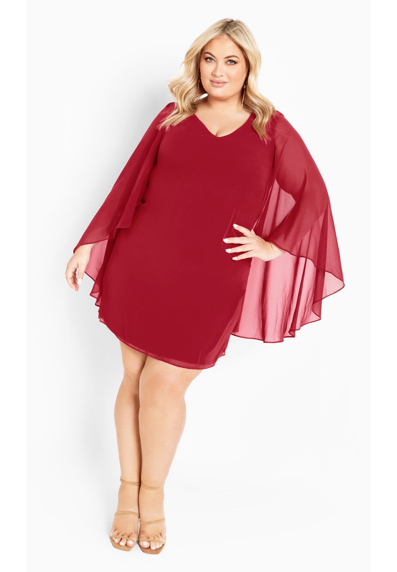 Nina Cape Dress, RUBY, alternate image number 3