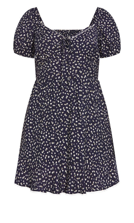 Sky Kiss Dress - navy print, BLUE, alternate image number null