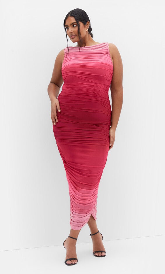 Halo Ombre Dress - ruby, PINK, alternate image number null