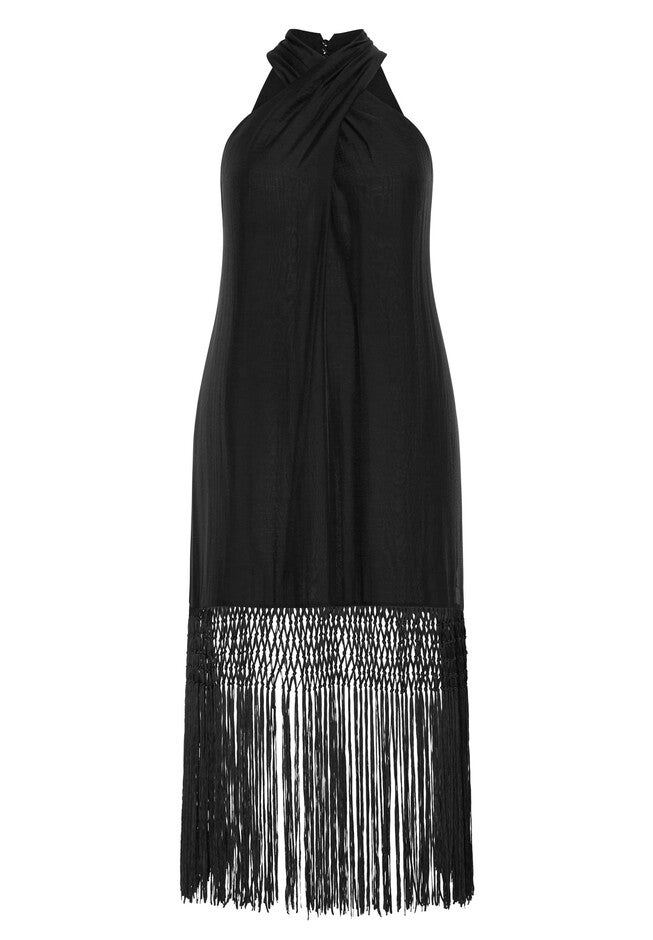 Calypso Fringe Dress - black, BLACK, alternate image number 2