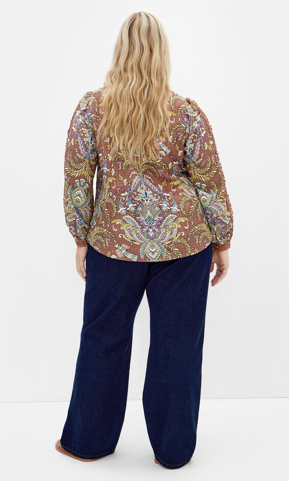 Mysteria Print Shirt - saddle, BROWN, alternate image number null