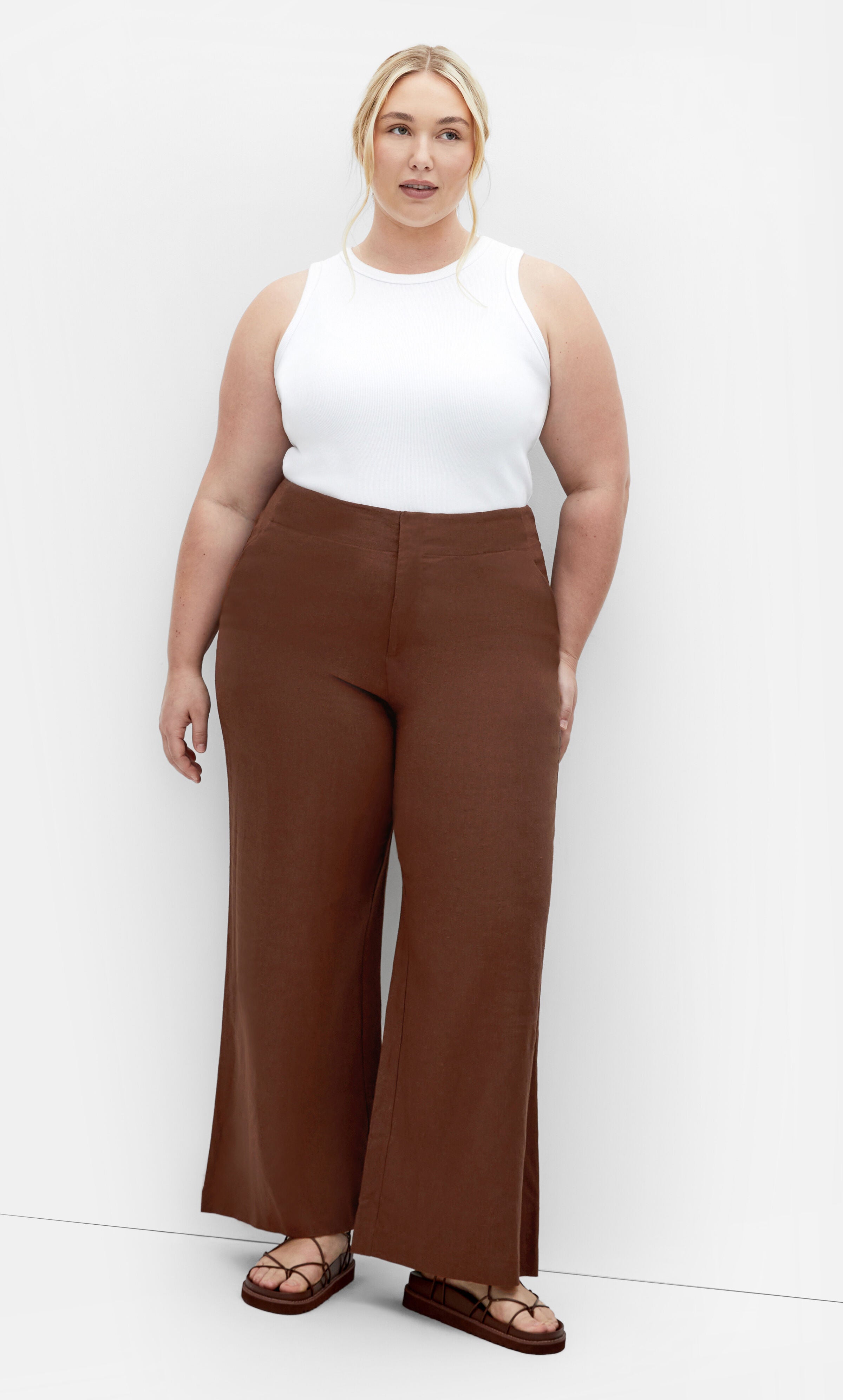 Vivien Linen Pant - chocolate, BROWN, alternate image number 2