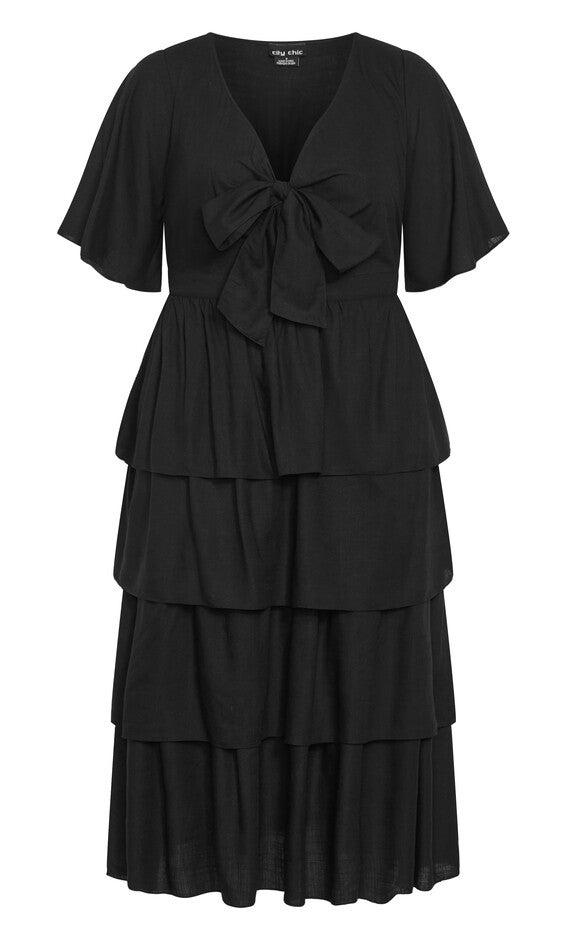 Ana Tie Dress - black, BLACK, alternate image number null