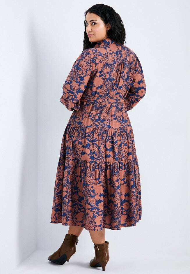 Marianne Printed Tiered Shirtdress, WHIMSY FLORAL, on-hover image number 1