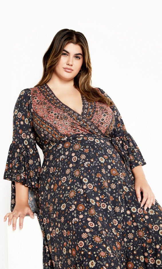 Belle Wrap Maxi Dress - slate, GRAY, alternate image number 2