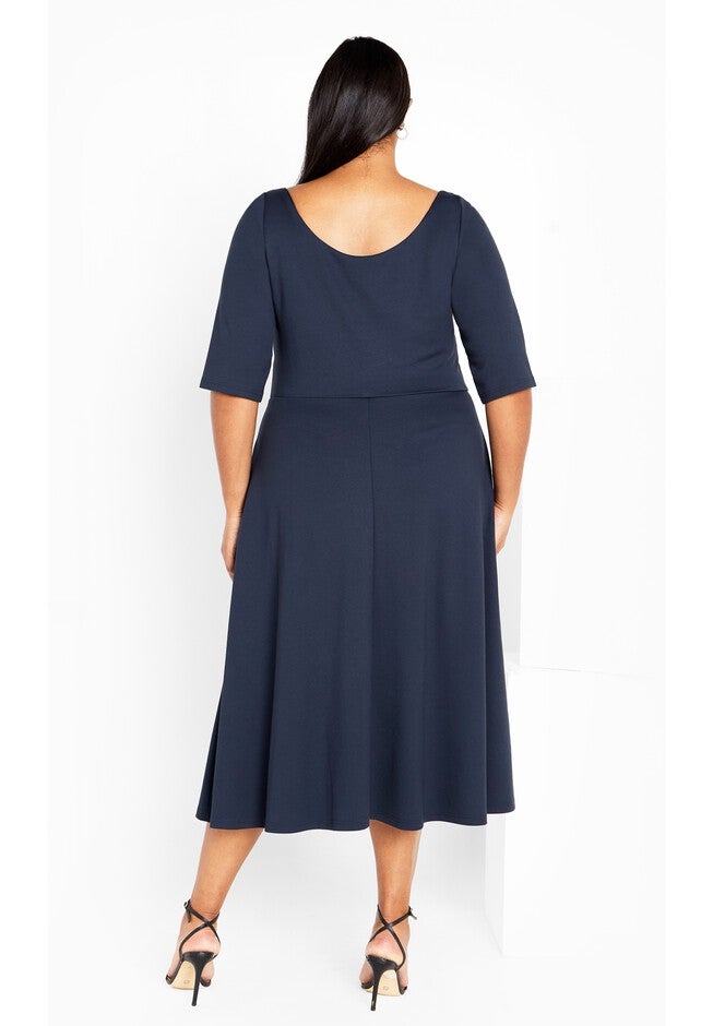 Cute Girl Elbow Sleeve Dress - navy, BLUE, on-hover image number null