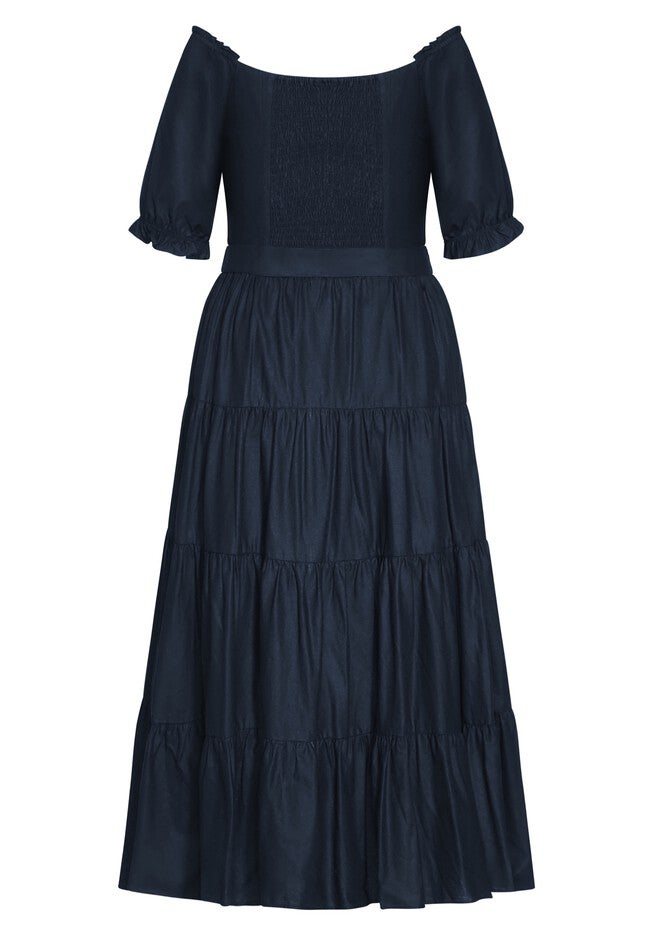 Puff Sleeve Maxi Dress - navy, BLUE, alternate image number null