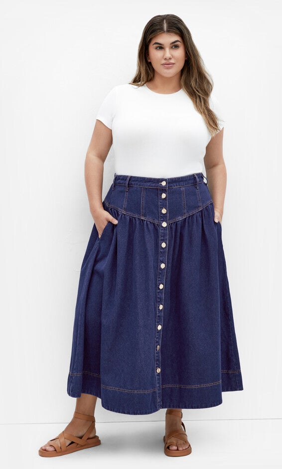 Ari Denim Skirt - dark denim, BLUE, hi-res image number 0