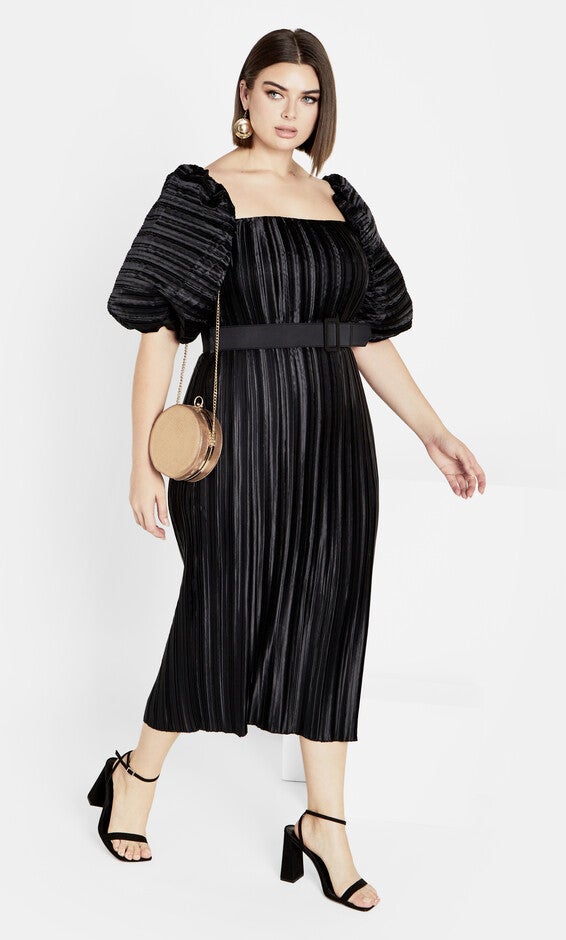 Krista Pleat Dress - black, BLACK, hi-res image number null