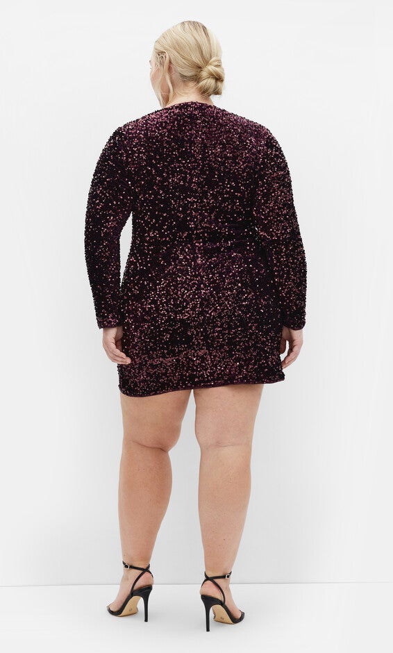 Sequin Eclipse Dress - plum, PURPLE, alternate image number 1