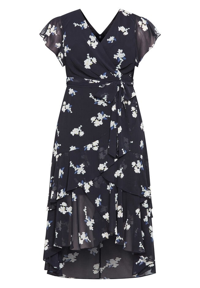 Demure Floral Maxi Dress - navy, BLUE, alternate image number 3