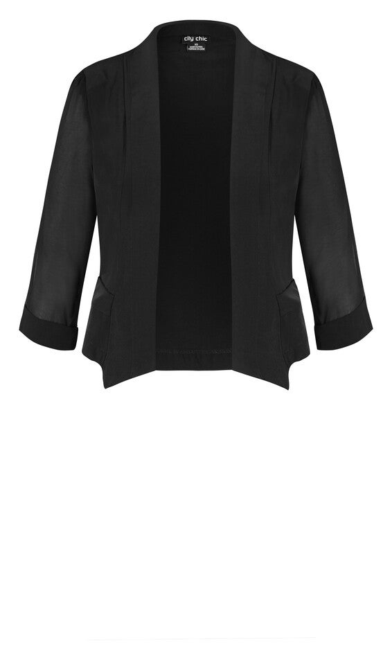Cropped Blazer Jacket - black, BLACK, alternate image number null