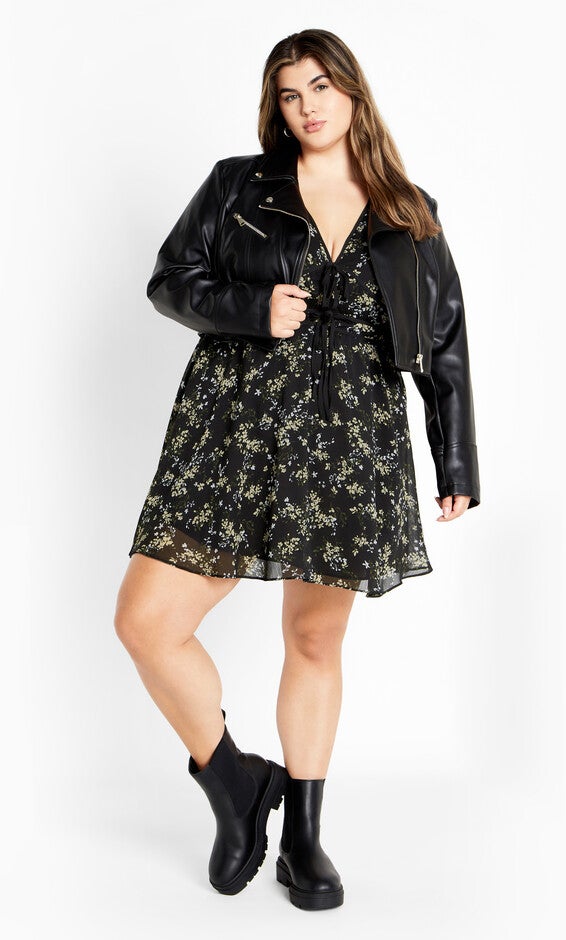 Cara Print Dress - black, BLACK, alternate image number 2