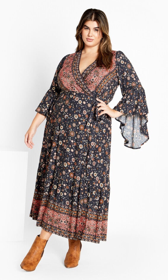 Belle Wrap Maxi Dress - slate, GRAY, hi-res image number 0