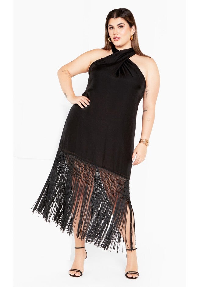 Calypso Fringe Dress - black, BLACK, hi-res image number 0