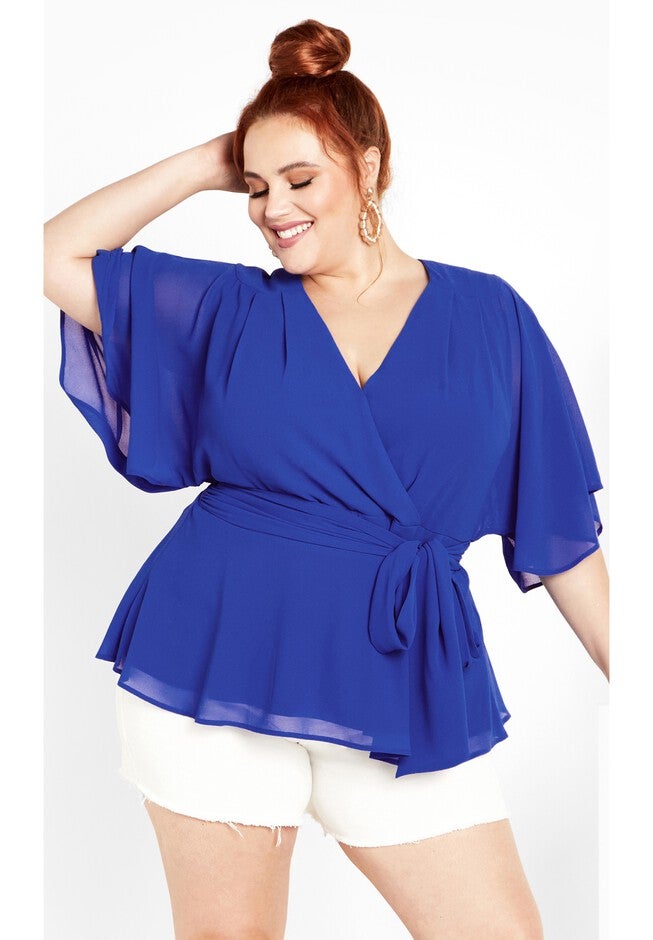 Elegant Wrap Top - ultra blue, BLUE, hi-res image number null