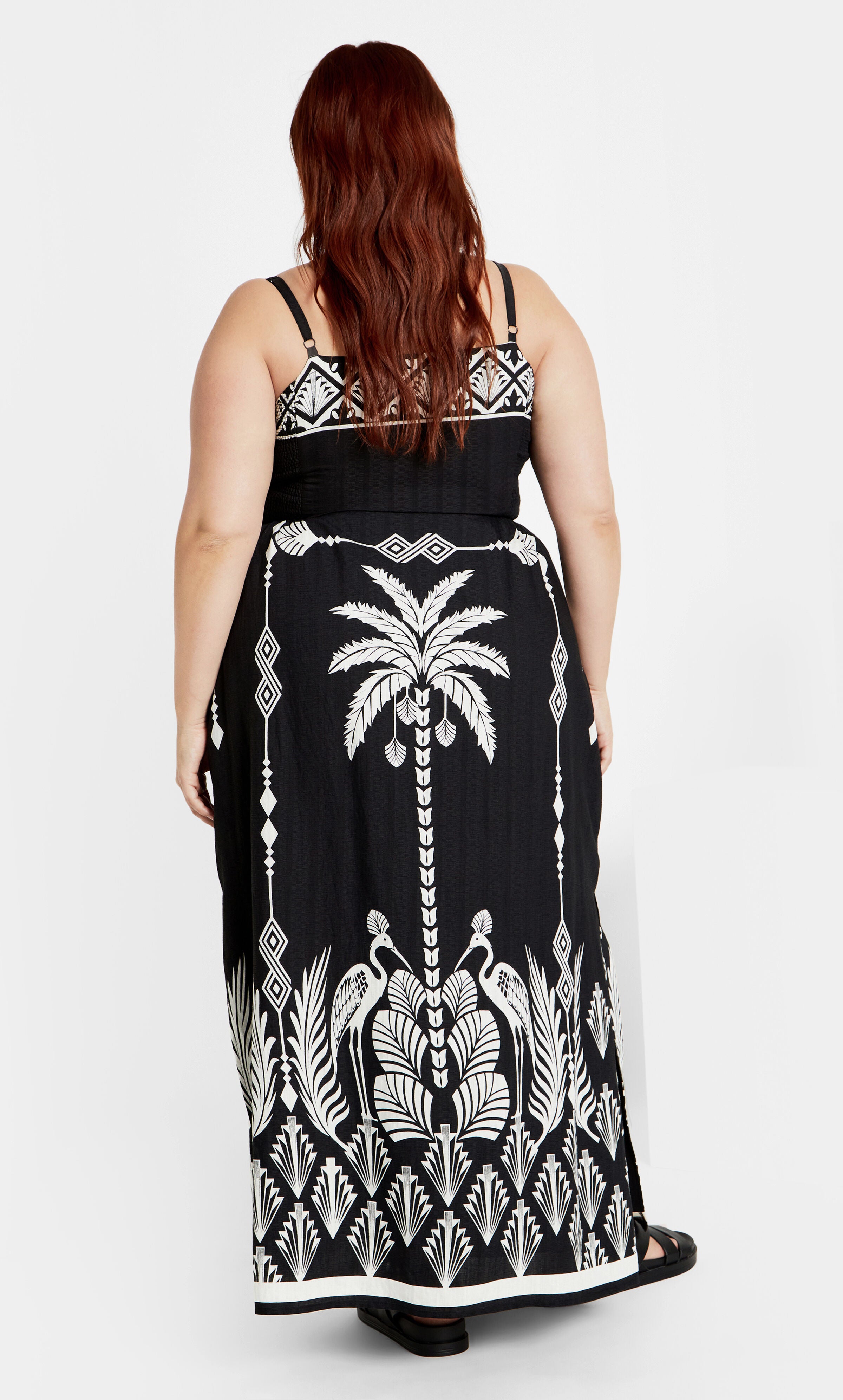 Jez Border Print Maxi Dress - black, BLACK, alternate image number 1
