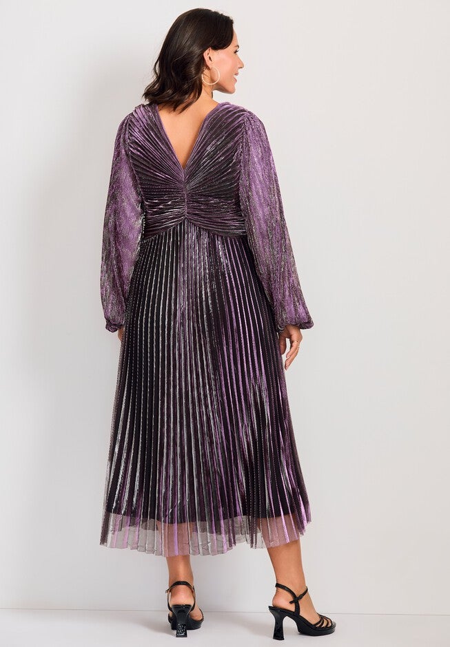 Pleated Plisse Dress, AMETHYST, alternate image number 3