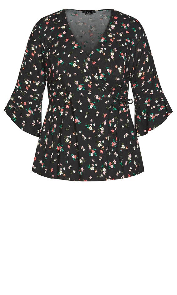 Holiday Print Top - black, BLACK, alternate image number 6