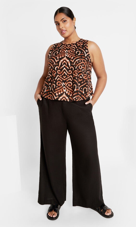 Amara Print Top - black, IKAT, alternate image number 1