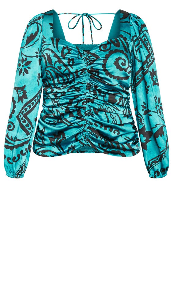 Sienna Print Top - peacock, GREEN, alternate image number null