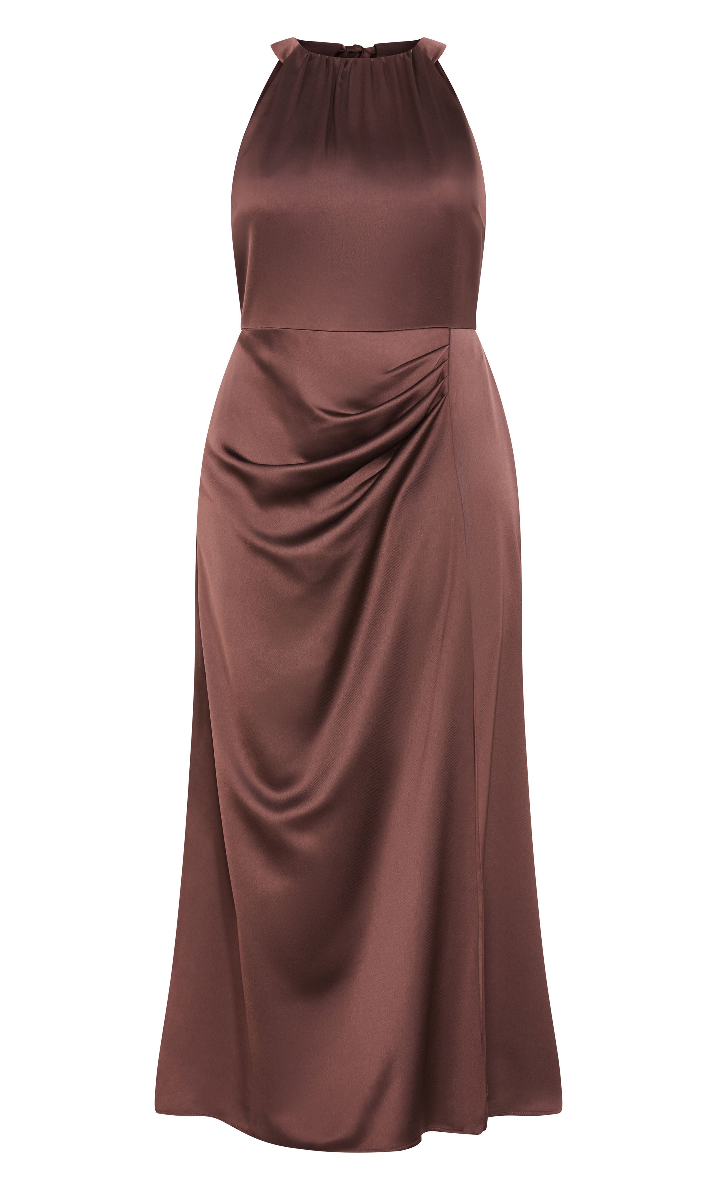 Celina Halter Maxi Dress - raisin, BROWN, alternate image number 5