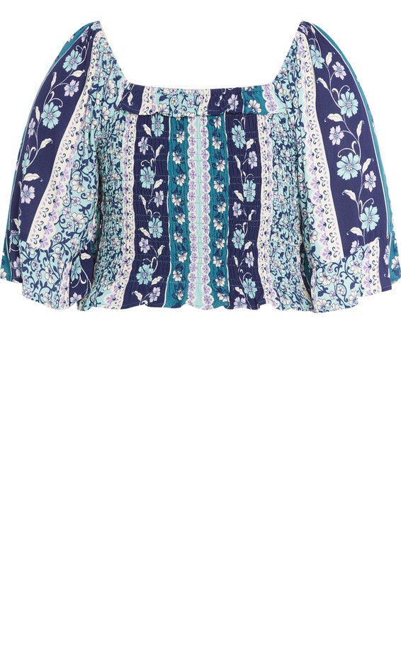 Samara Print Top - teal, BLUE, alternate image number 4