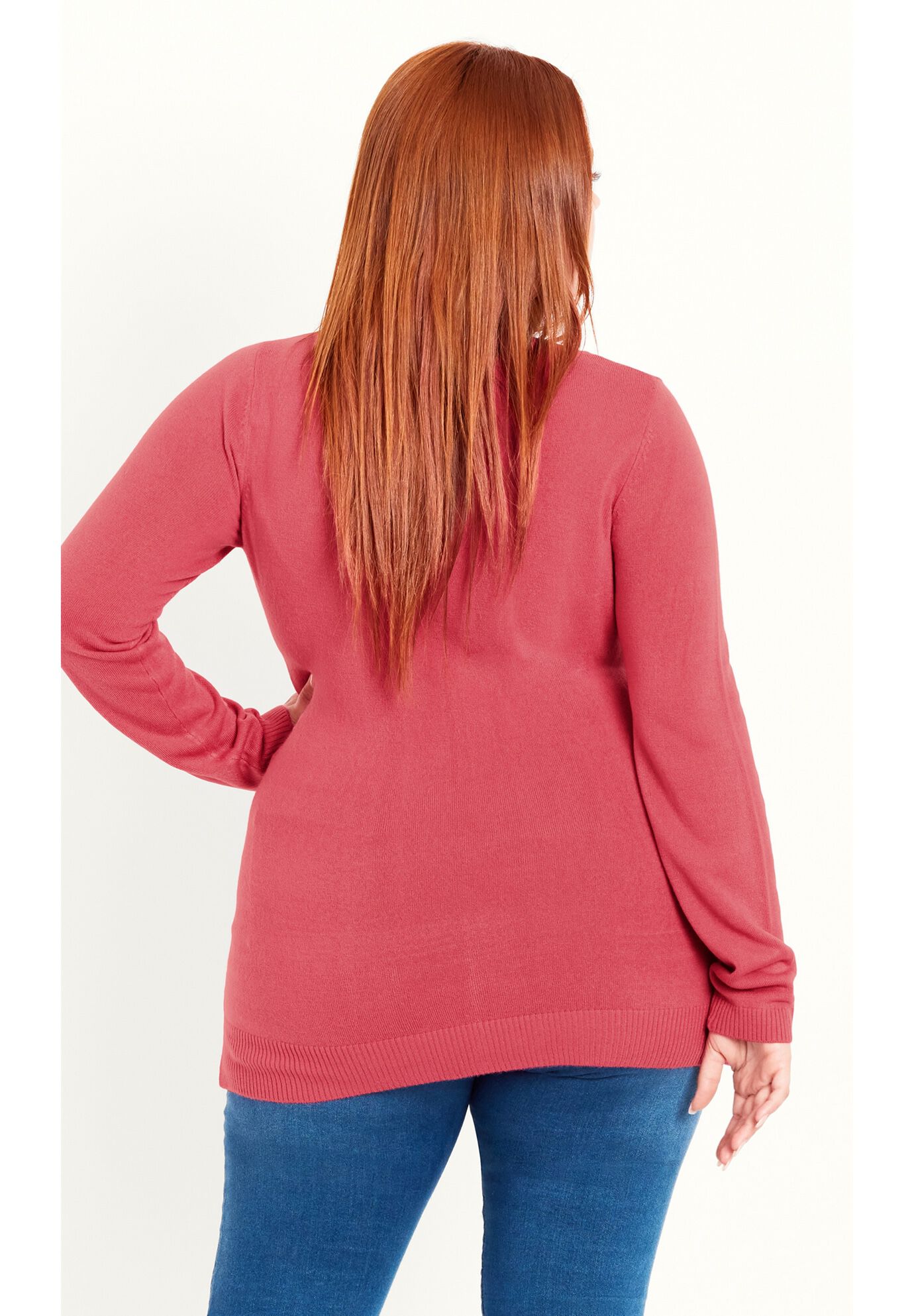 V Neck Sweater, PINK, on-hover image number 1