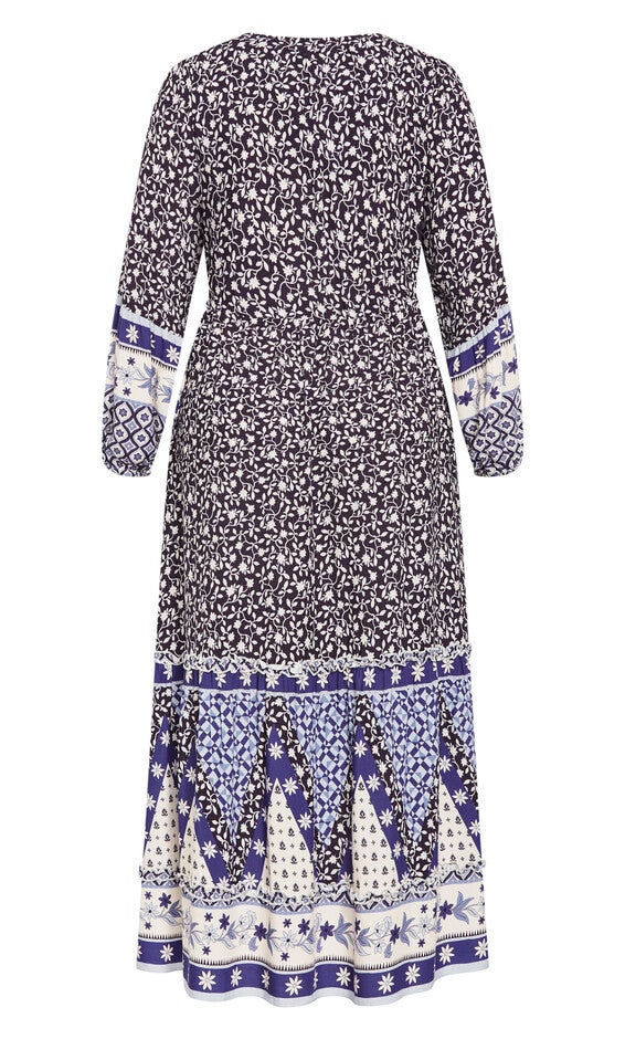 Faith Placement Maxi Dress - navy, BROWN, alternate image number null