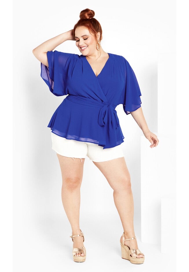 Elegant Wrap Top - ultra blue, BLUE, on-hover image number null