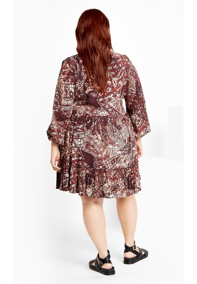 Alinda Mini Print Dress - cocoa, COCOA, on-hover image number 1
