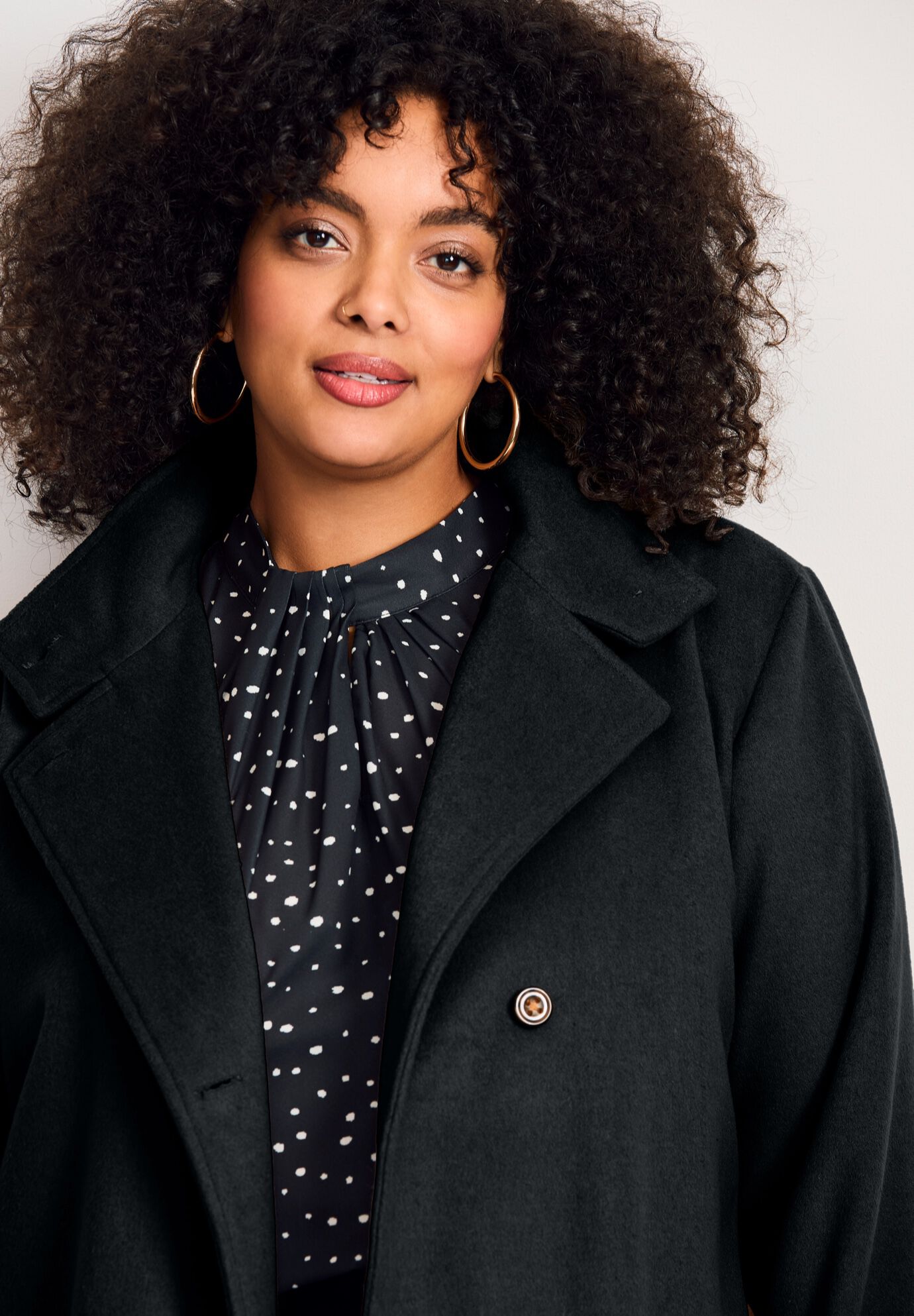 Funnel Neck Long Coat, BLACK, alternate image number 3