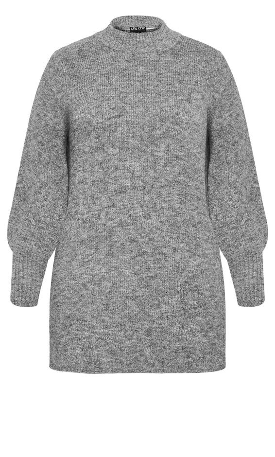 Longline Split Sweater - grey marle, GRAY, alternate image number null