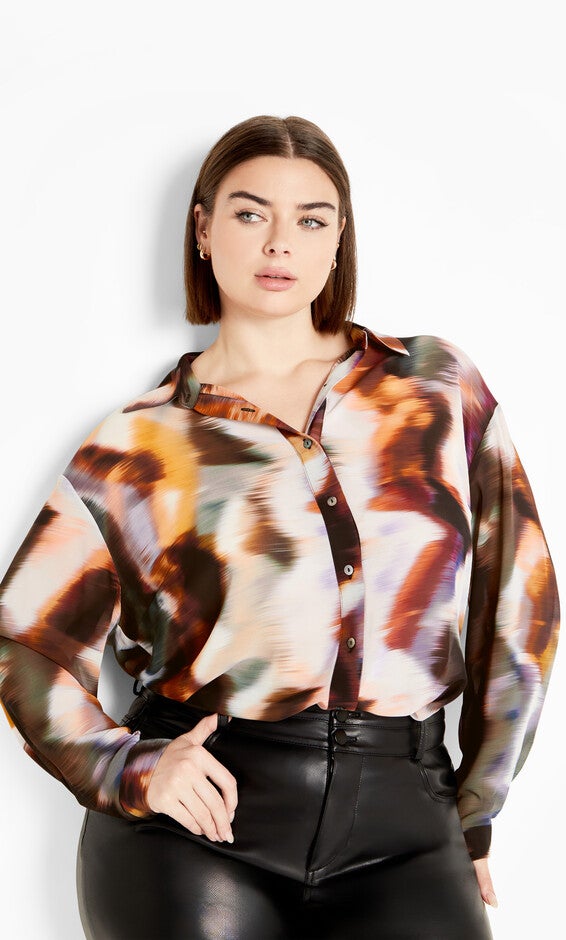 Sheer Lover Print Shirt - white, MINERALS, alternate image number null
