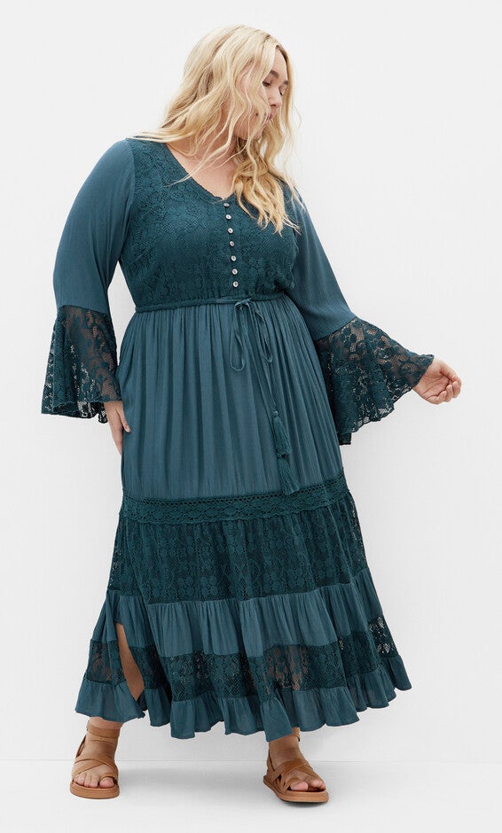 Tisha Lace Maxi Dress - aegean, BLUE, alternate image number null