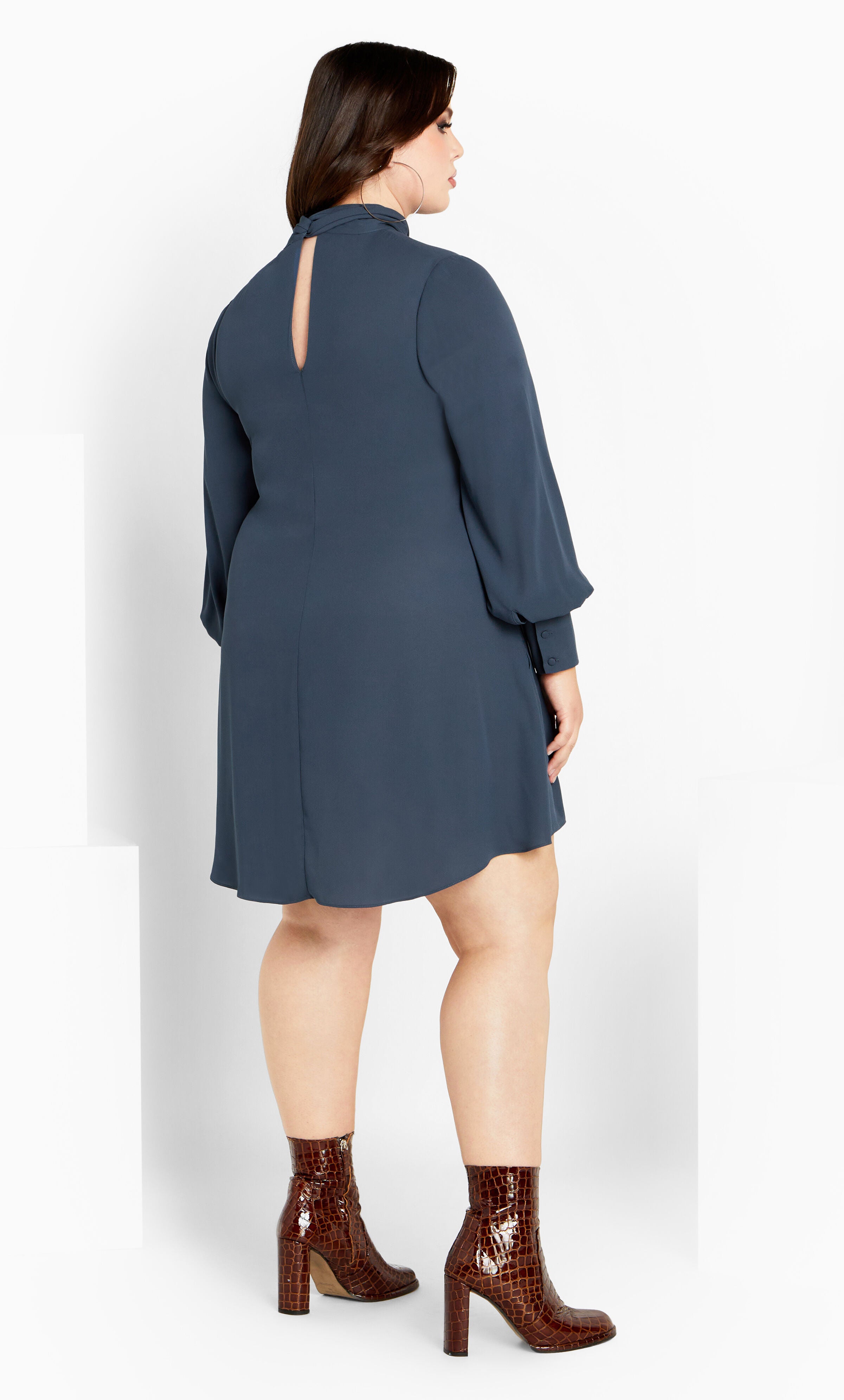 Neck Tie Tunic - navy, BLUE, alternate image number 4