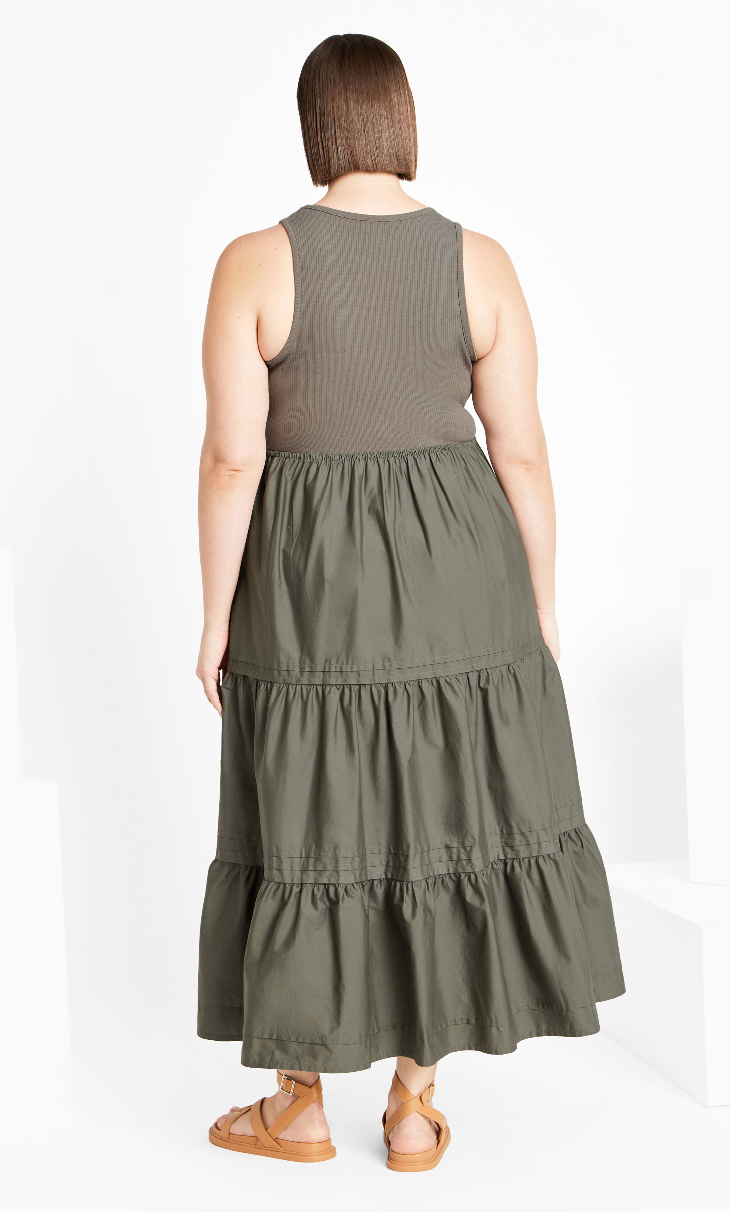 Chelsea Mixed Media Dress - olive, GREEN, alternate image number 2