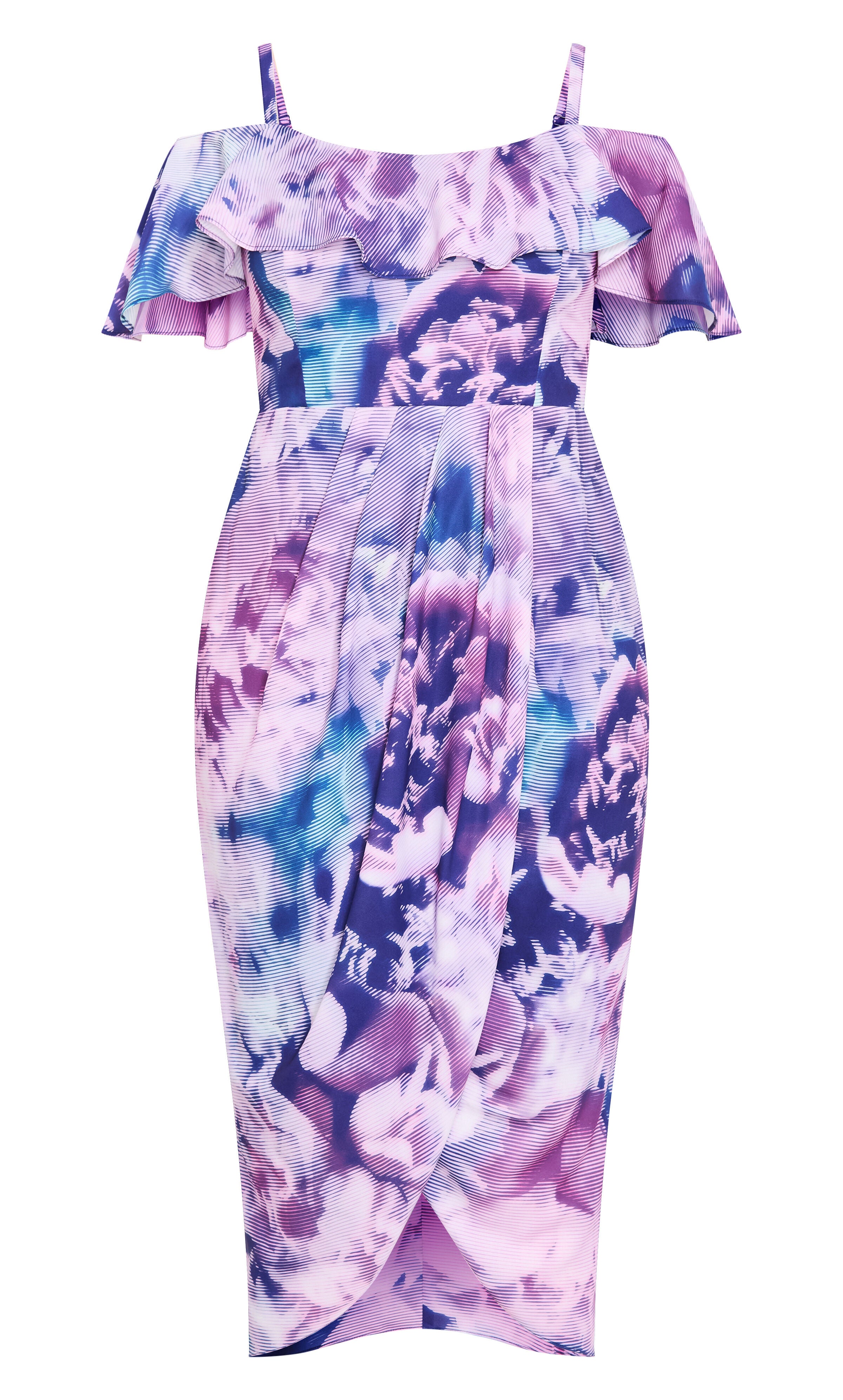 Floral Drape Midi Dress - violet, BLUE, alternate image number 4