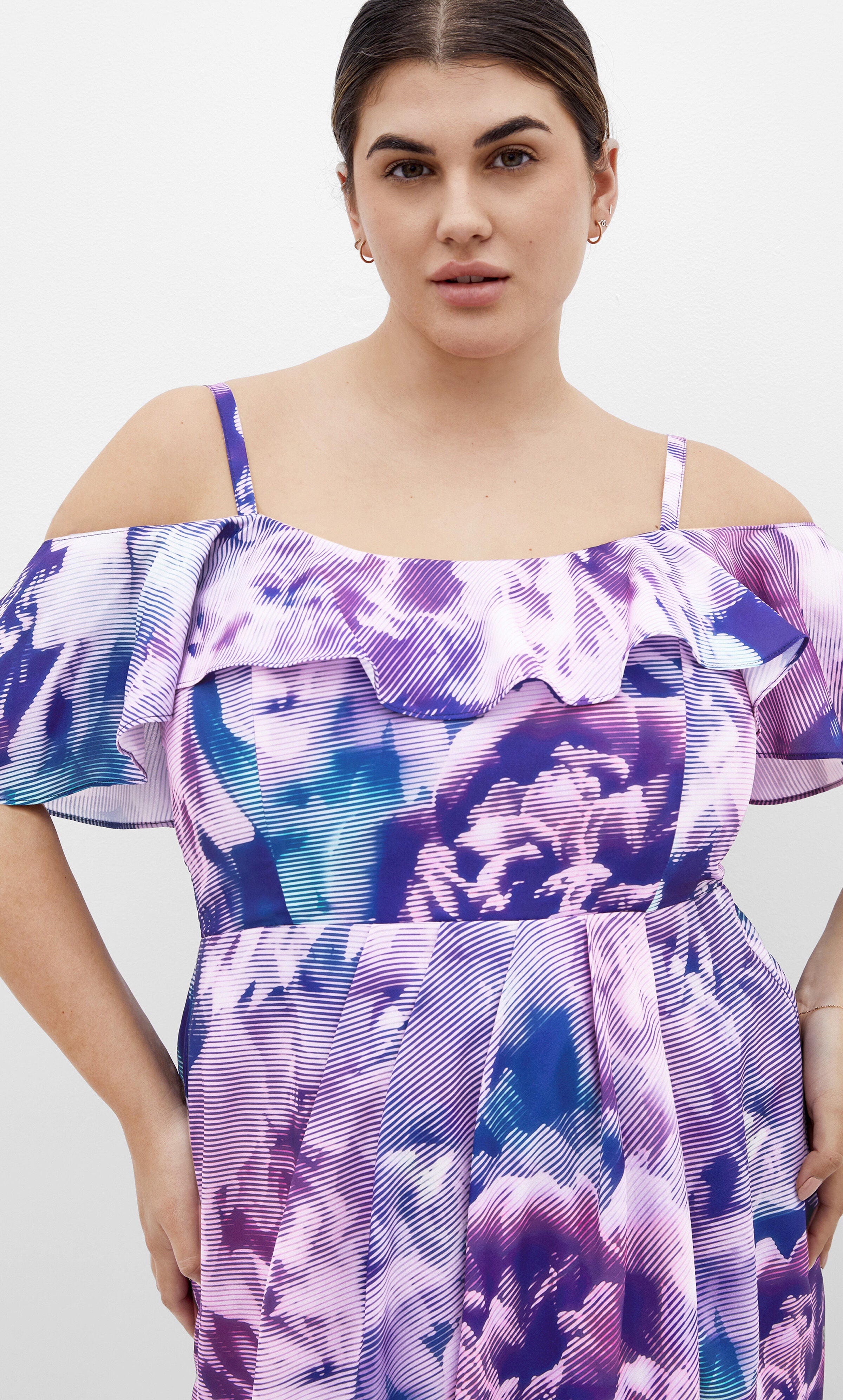 Floral Drape Midi Dress - violet, BLUE, alternate image number 1