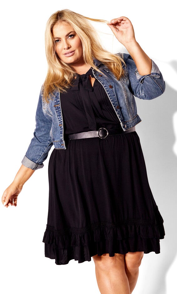 Precious Tie Dress - black, BLACK, alternate image number null