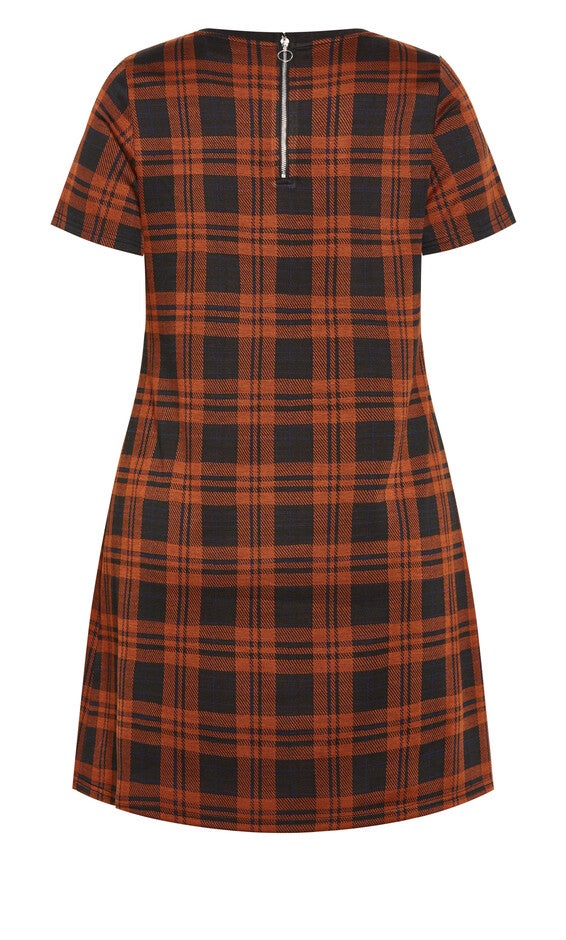 Check Love Shift Silhouette Mini Dress - caramel, CARAMEL, alternate image number 7