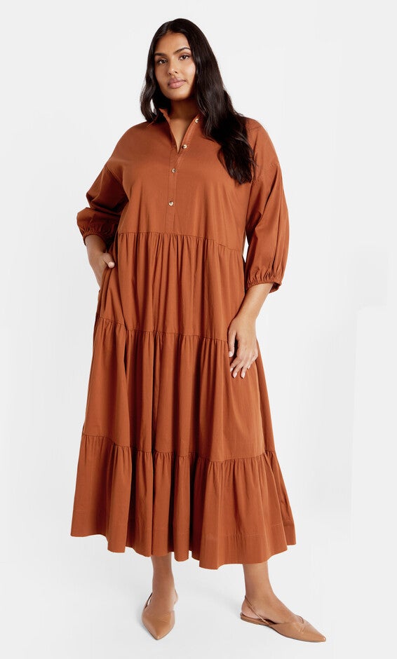 Kara Midi Dress - amber, AMBER, hi-res image number 0